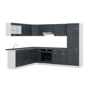 Vicco Cucina angolare completa Nero cemento/bianco 227 x 287 cm PL Antracite