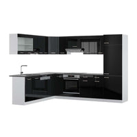 Vicco Cucina angolare completa Nero lucido/bianco 227 x 287 cm , PL Antracite