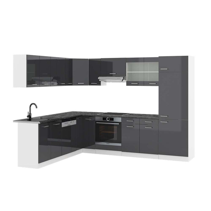 Vicco Cucina angolare completa Antracite lucido/bianco 227 x 287 cm , PL Antracite