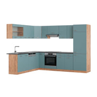 Vicco Cucina angolare completa Rovere blu-grigio/oro 227 x 287 cm , PL Antracite