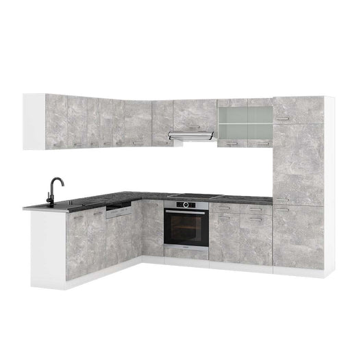 Vicco Cucina angolare completa Cemento/Bianco 227 x 287 cm , PL Antracite