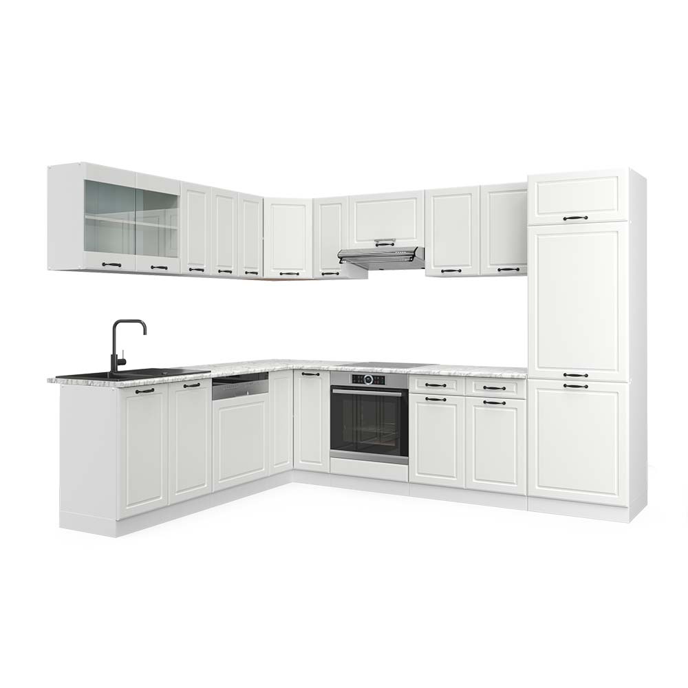 Vicco Cucina angolare completa Casa di campagna bianca/bianco 227 x 287 cm , PL Marmo
