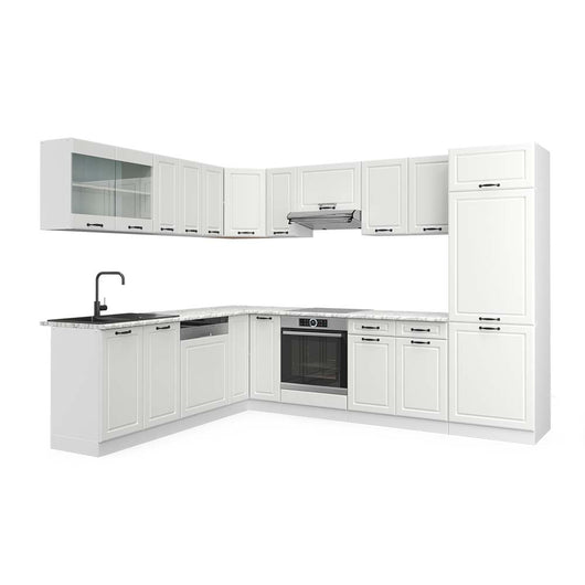 Vicco Cucina angolare completa Casa di campagna bianca/bianco 227 x 287 cm , PL Marmo