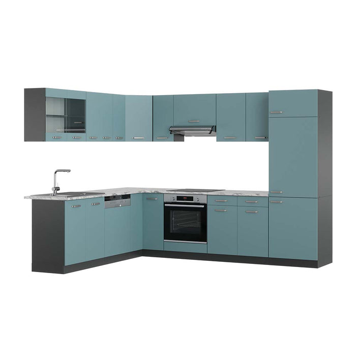 Vicco Cucina angolare completa Blu-grigio/antracite 227 x 287 cm , PL Marmo