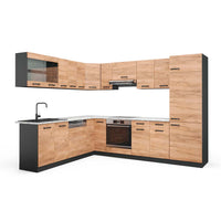 Vicco Cucina angolare completa Quercia dorata/antracite 227 x 287 cm , PL Marmo