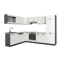 Vicco Cucina angolare completa Bianco casa di campagna/antracite 227 x 287 cm , PL Marmo