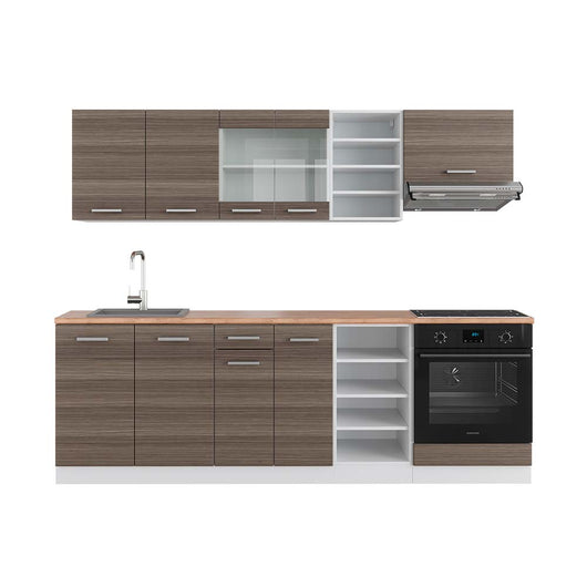 Vicco Cucina componibile Grigio prezioso/bianco 240 cm , PL Rovere