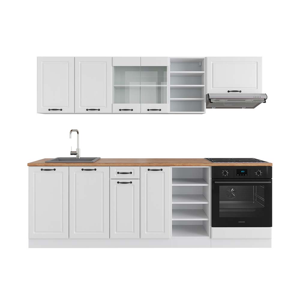 Vicco Cucina componibile Casa di campagna bianca/bianco 240 cm , PL Rovere