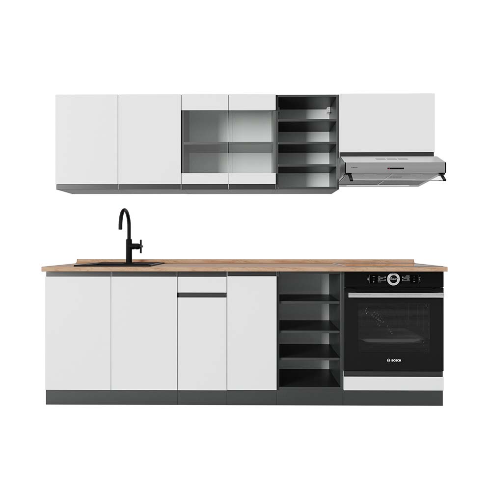 Vicco Cucina componibile Bianco/antracite 240 cm , PL Rovere