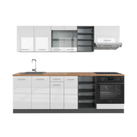 Vicco Cucina componibile Bianco lucido/antracite 240 cm , PL Rovere