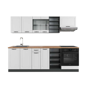 Vicco Cucina componibile Bianco casa di campagna/antracite 240 cm , PL Rovere