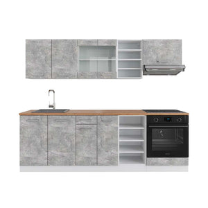 Vicco Cucina componibile Cemento/Bianco 240 cm , PL Rovere