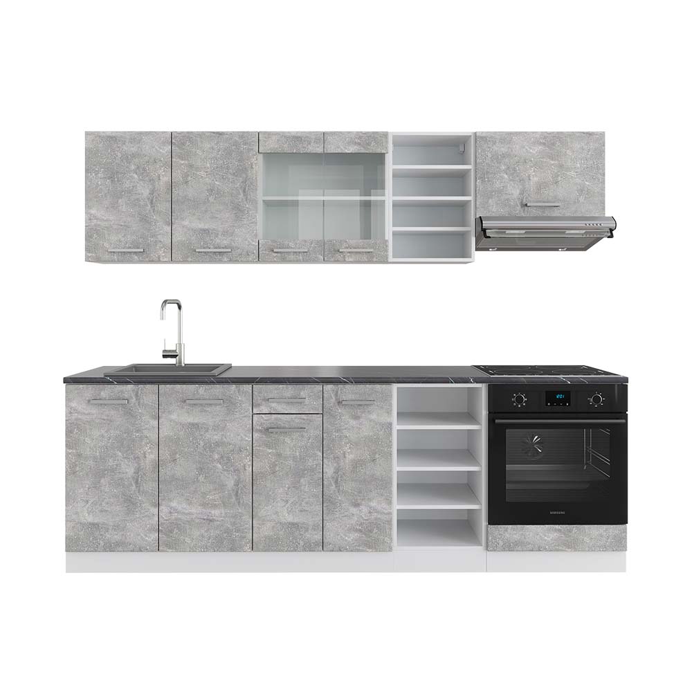 Vicco Cucina componibile Cemento/Bianco 240 cm , PL Antracite