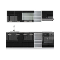 Vicco Cucina componibile Nero lucido/bianco 240 cm , PL Antracite