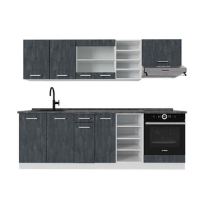 Vicco Cucina componibile Nero cemento/bianco 240 cm PL Antracite
