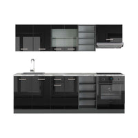 Vicco Cucina componibile Nero lucido/antracite 240 cm , PL Marmo