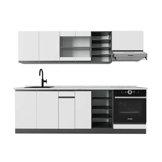 Vicco Cucina componibile Bianco/antracite 240 cm , PL Marmo