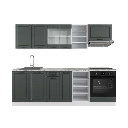 Vicco Cucina componibile Antracite casa di campagna/bianco 240 cm , PL Marmo