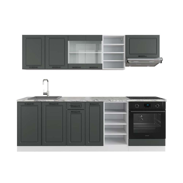 Vicco Cucina componibile Antracite casa di campagna/bianco 240 cm , PL Marmo