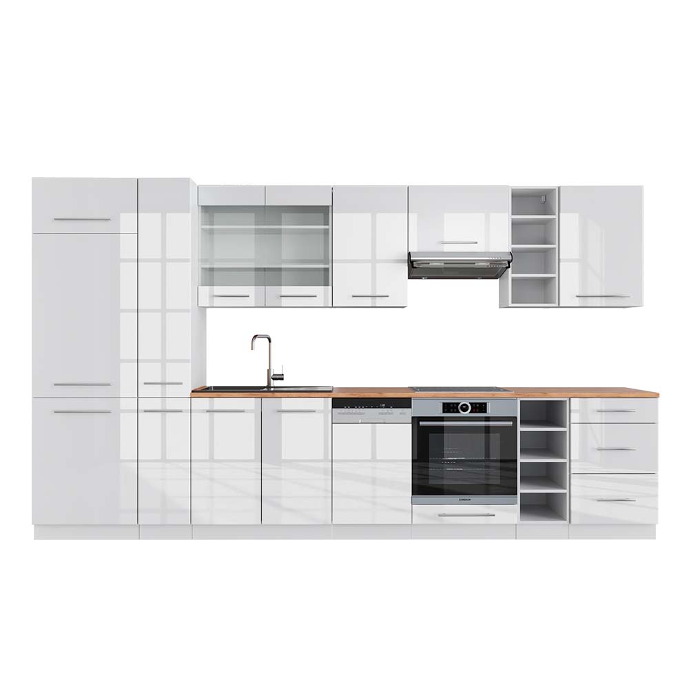 Vicco Cucina componibile Bianco lucido/bianco 355 cm , PL Rovere