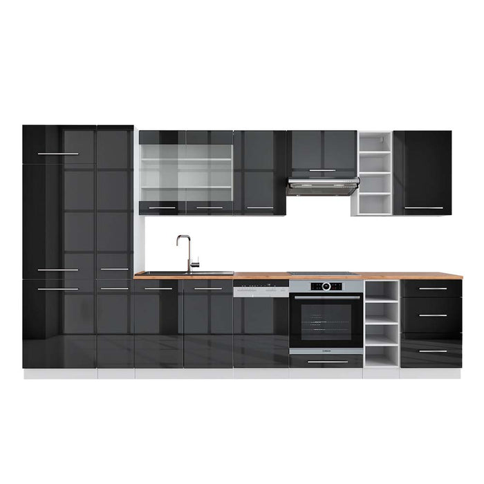 Vicco Cucina componibile Antracite lucido/bianco 355 cm , PL Rovere