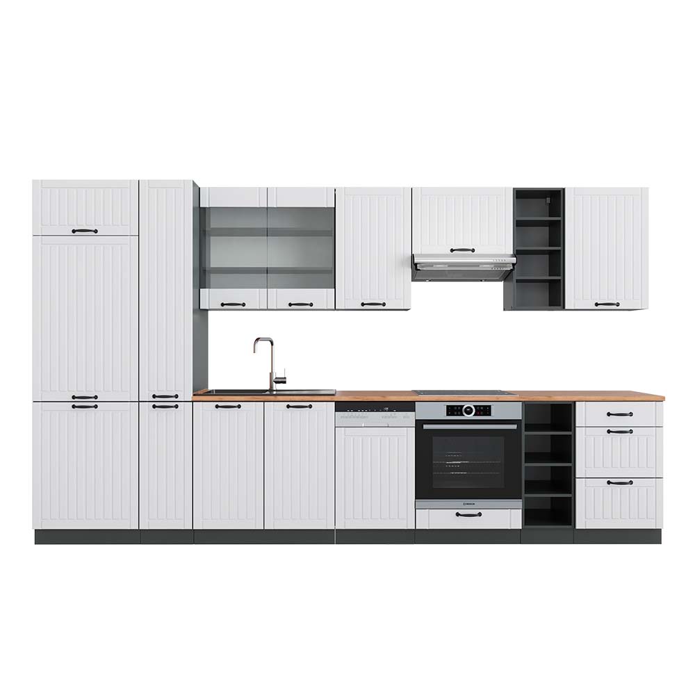 Vicco Cucina componibile Bianco casa di campagna/antracite 355 cm , PL Rovere