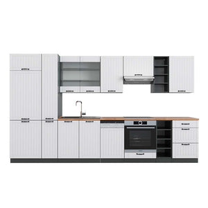 Vicco Cucina componibile Bianco casa di campagna/antracite 355 cm , PL Rovere