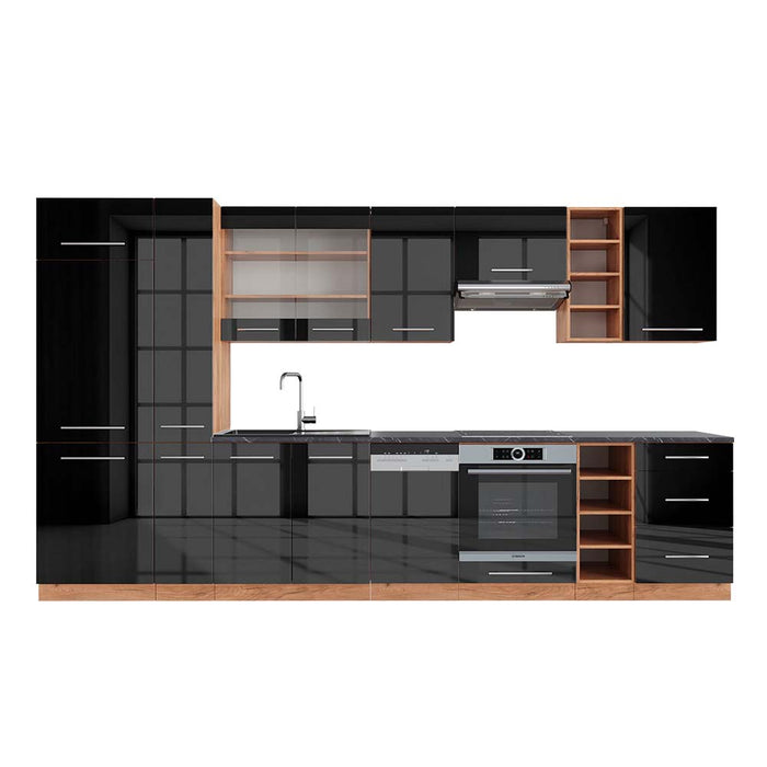 Vicco Cucina componibile Antracite lucido/oro power oak 355 cm , PL Antracite