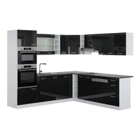 Vicco Cucina angolare completa Nero lucido/bianco 237 x 247 cm , PL Antracite