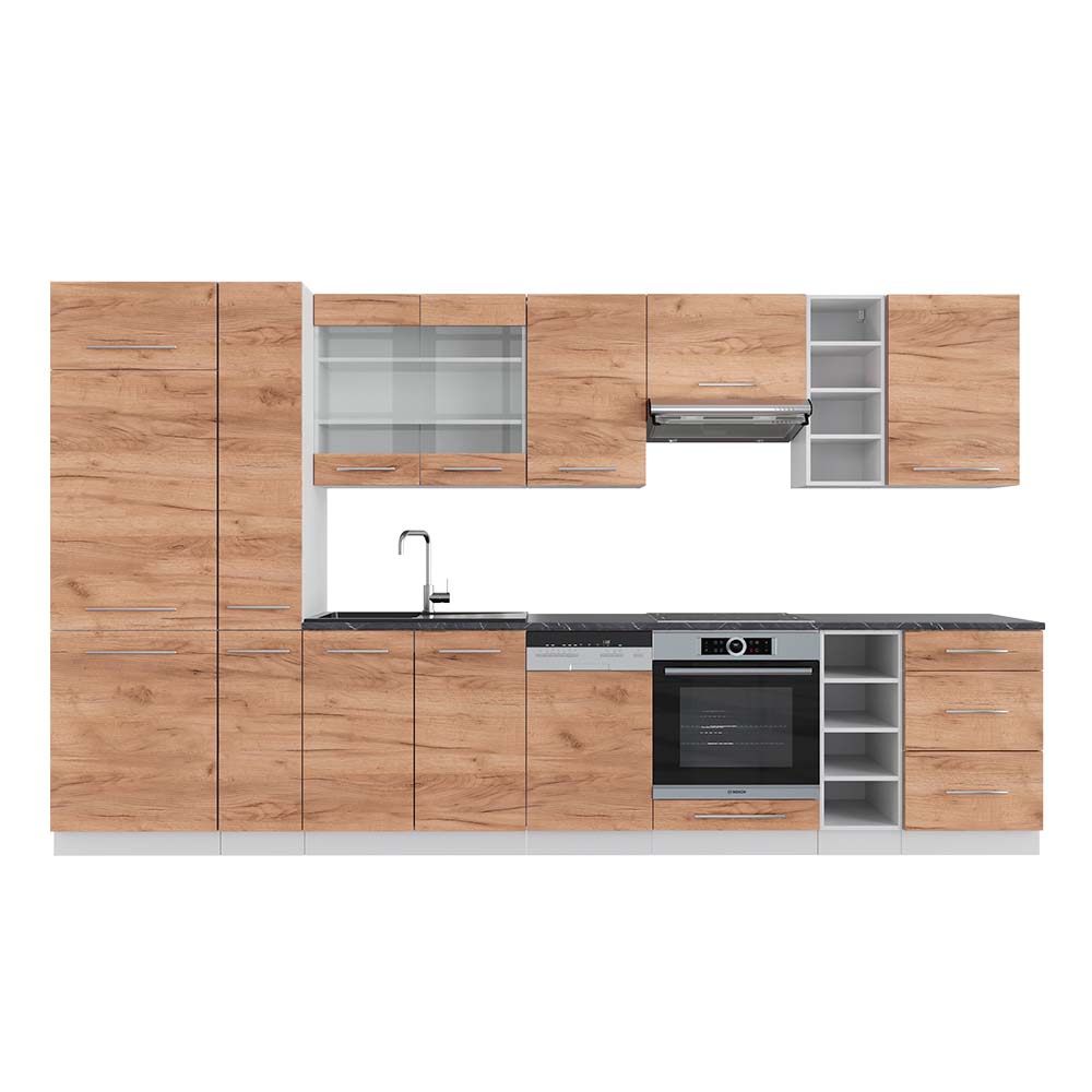 Vicco Cucina componibile Quercia dorata/bianco 355 cm , PL Antracite