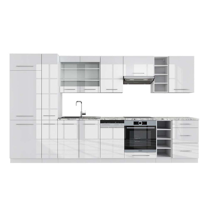 Vicco Cucina componibile Bianco lucido/bianco 355 cm , PL Marmo