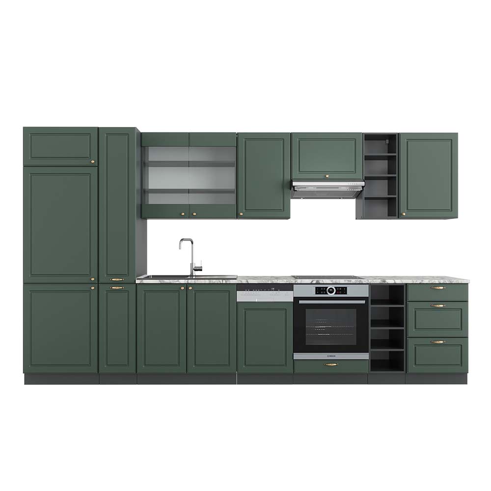 Vicco Cucina componibile Verde-oro Country House/Antracite 355 cm , PL Marmo