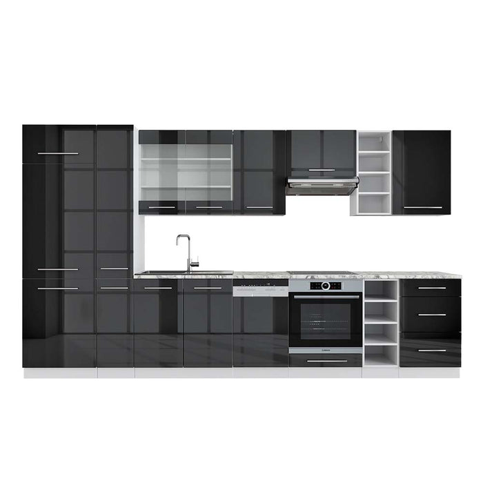 Vicco Cucina componibile Antracite lucido/bianco 355 cm , PL Marmo