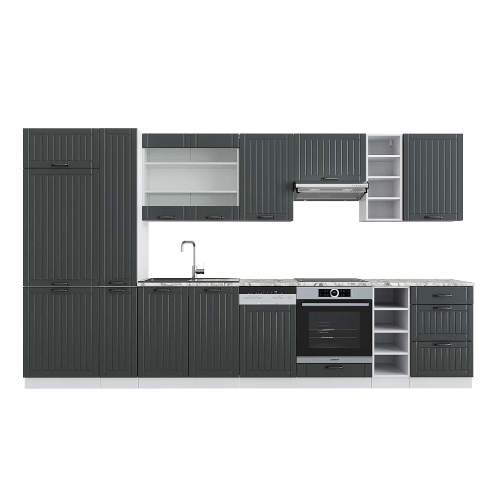 Vicco Cucina componibile Antracite casa di campagna/bianco 355 cm , PL Marmo