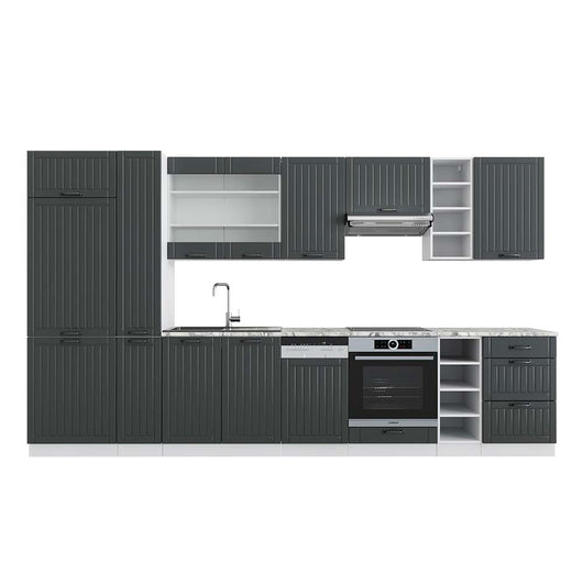 Vicco Cucina componibile Antracite casa di campagna/bianco 355 cm , PL Marmo