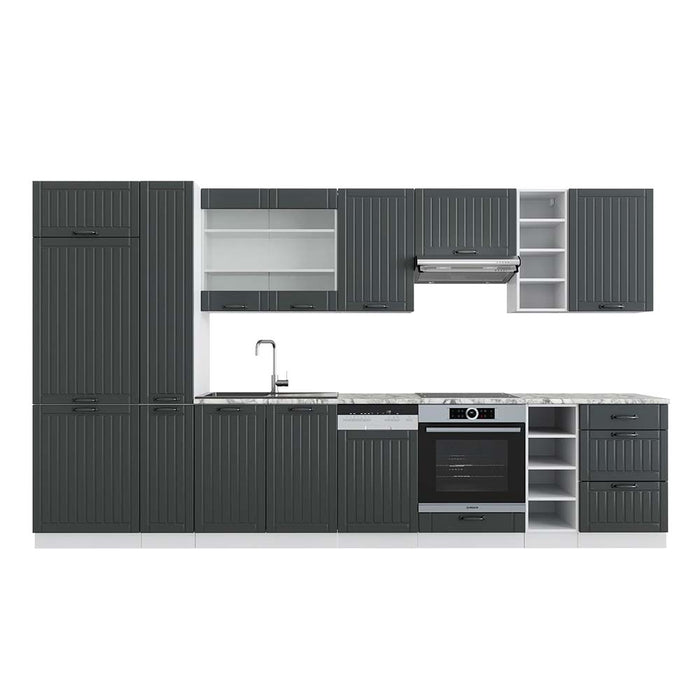 Vicco Cucina componibile Antracite casa di campagna/bianco 355 cm , PL Marmo
