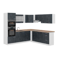 Vicco Cucina angolare completa Nero cemento/bianco 237 x 247 cm PT Rovere