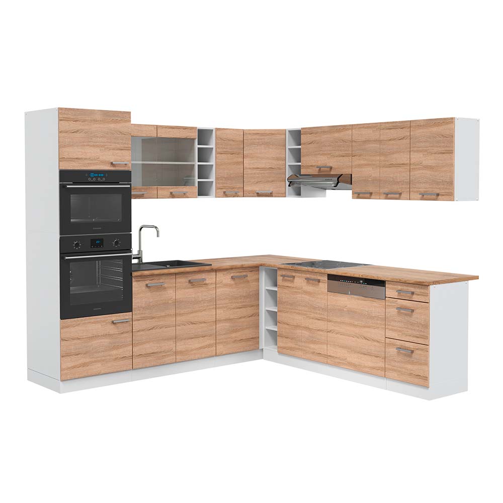Vicco Cucina angolare completa Sonoma/Bianco 237 x 247 cm , PL Rovere