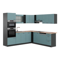 Vicco Cucina angolare completa Blu-grigio/antracite 237 x 247 cm , PL Rovere