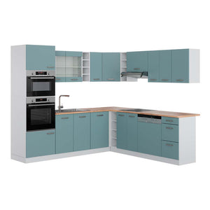 Vicco Cucina angolare completa Blu-grigio/bianco 237 x 247 cm , PL Rovere