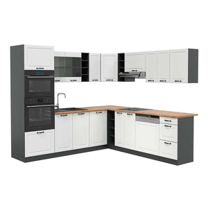 Vicco Cucina angolare completa Bianco casa di campagna/antracite 237 x 247 cm , PL Rovere