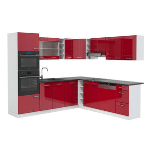 Vicco Cucina angolare completa Rosso lucido/bianco 247 x 60 cm , PL Antracite