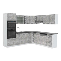 Vicco Cucina angolare completa Cemento/Bianco 237 x 247 cm , PL Antracite