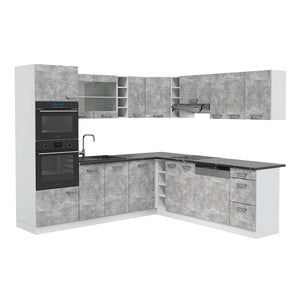 Vicco Cucina angolare completa Cemento/Bianco 237 x 247 cm , PL Antracite