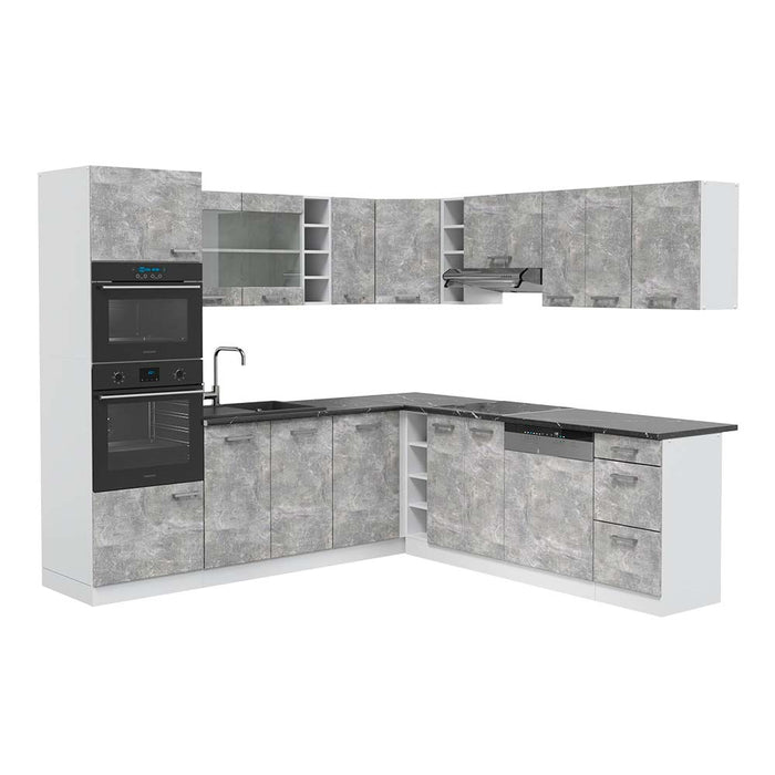 Vicco Cucina angolare completa Cemento/Bianco 237 x 247 cm , PL Antracite