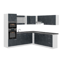 Vicco Cucina angolare completa Nero cemento/bianco 237 x 247 cm PL Antracite