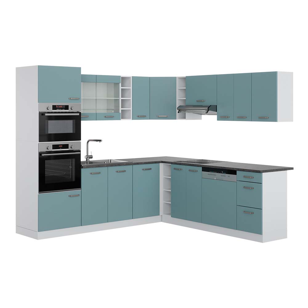 Vicco Cucina angolare completa Blu-grigio/bianco 237 x 247 cm , PL Antracite