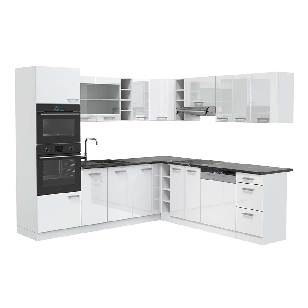 Vicco Cucina angolare completa Bianco lucido/bianco 237 x 247 cm , PL Antracite