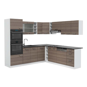 Vicco Cucina angolare completa Grigio prezioso/bianco 237 x 247 cm , PL Antracite