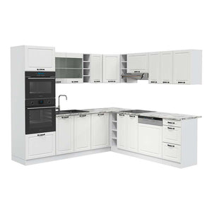 Vicco Cucina angolare completa Casa di campagna bianca/bianco 237 x 60 cm , PL Marmo